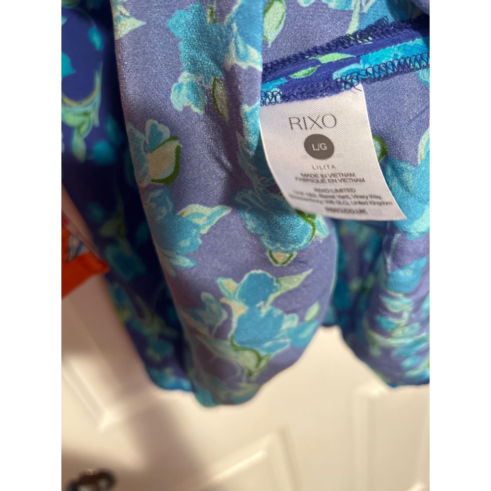 RIXO Lilita Floral Dress Short Sleeve Babydoll Sweetheart Neck 100% Silk Size 10 - Picture 6 of 7